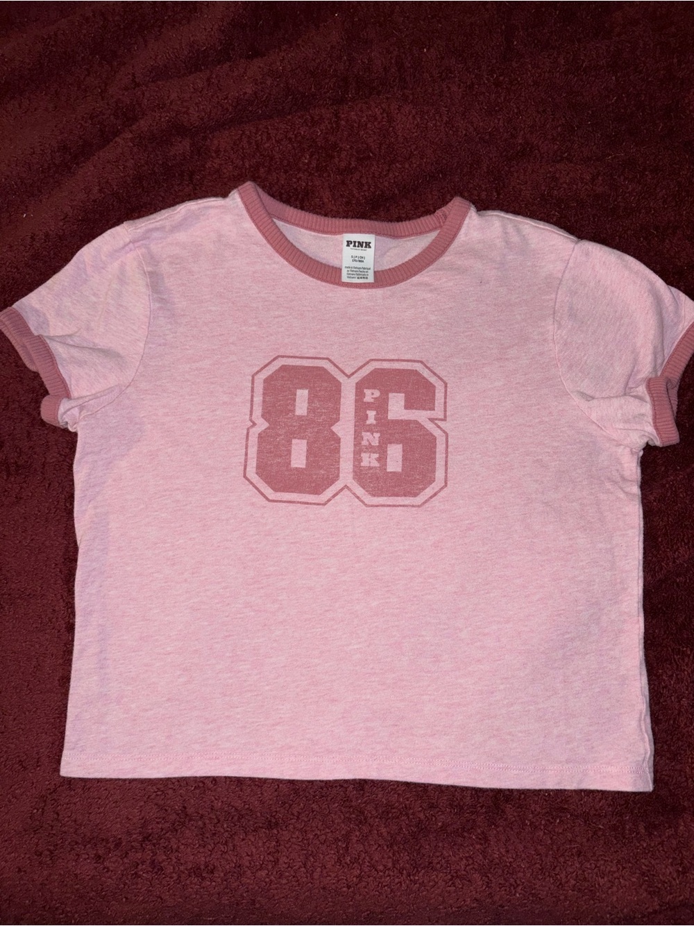 PINK Victoria's Secret Heather Pink '86' Ringer Tee